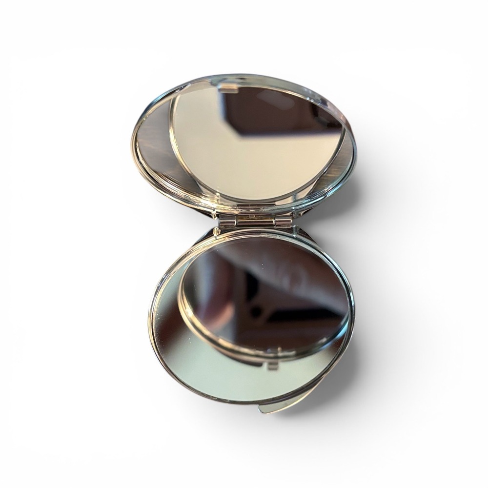 Nioxin Diamax Silver Brushed Metal Dual Folding Compact Pocket Mirror Round